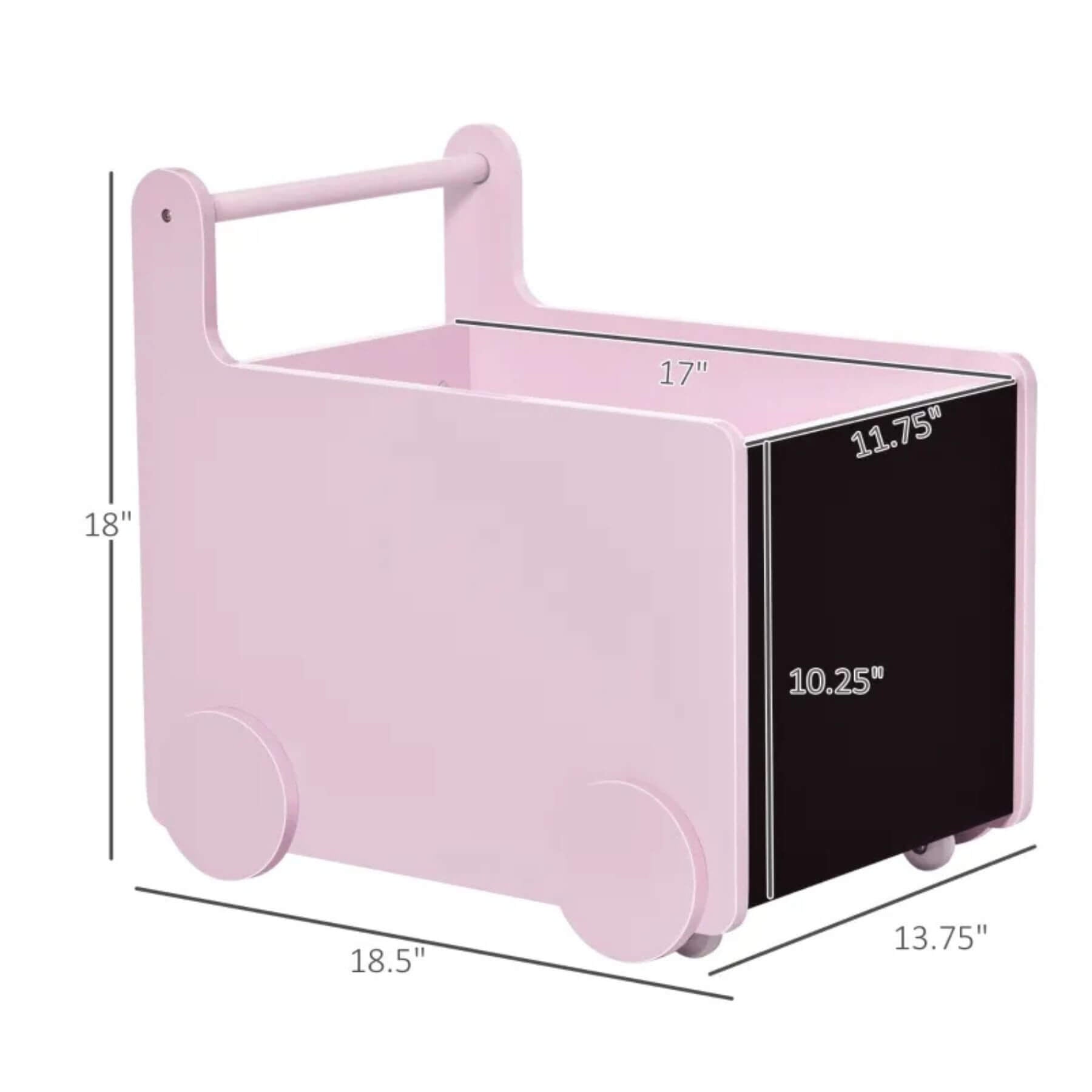 Qaba's Kids' Storage Cabinet, Transport Bookshelf with Wheels Pink