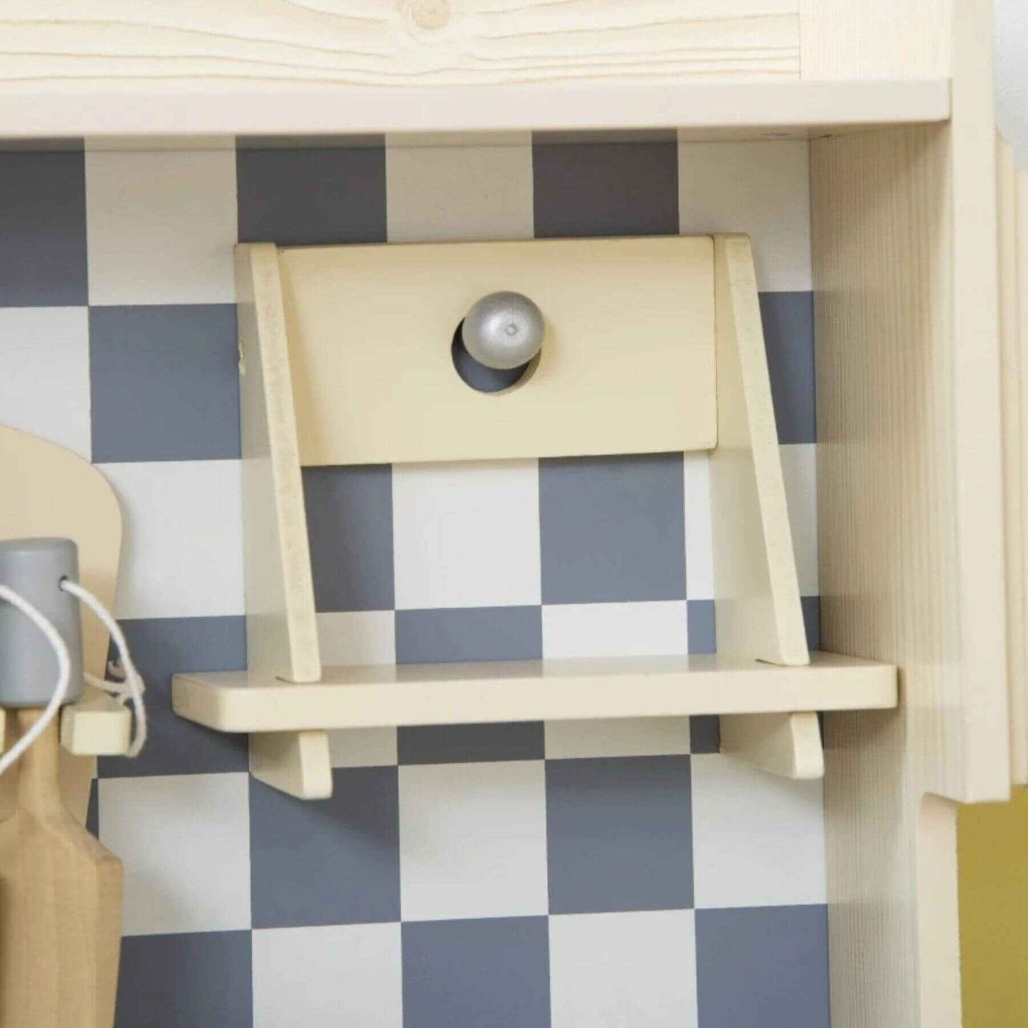 Detail of Qaba Kids Wooden Play Kitchen Set, Drawers, Faucet, Sink, Pots, Natural Wood