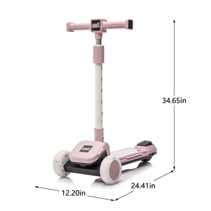 Kids Ride On 3-Wheel Scooter W/Buildable Blocks - Purple with dimensions