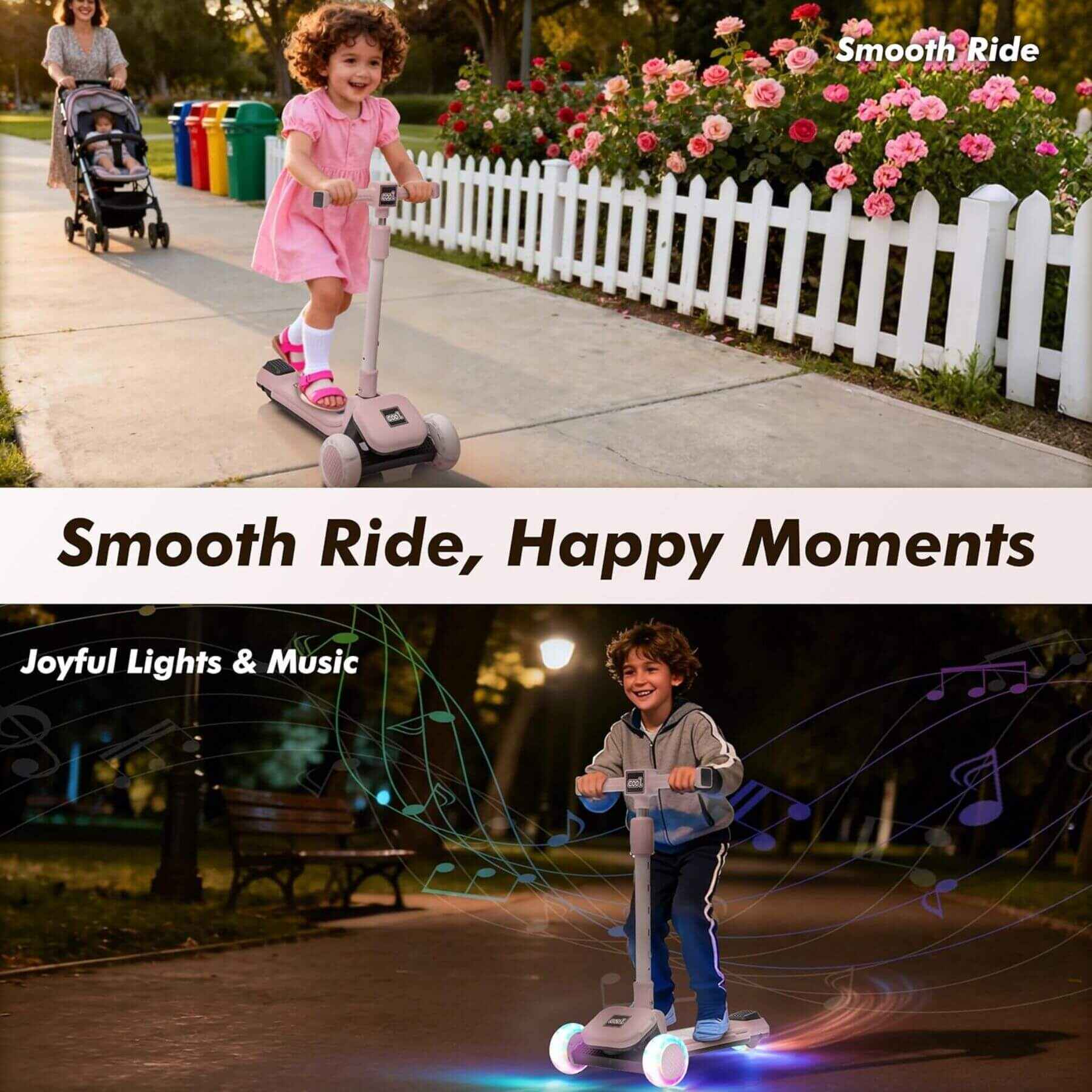 Kids playing Kids Ride On 3-Wheel Scooter W/Buildable Blocks - Purple