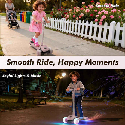 Kids playing Kids Ride On 3-Wheel Scooter W/Buildable Blocks - Purple