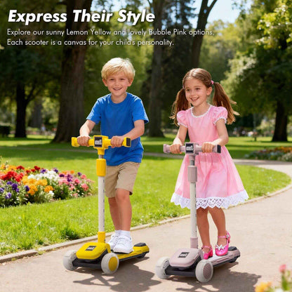 Kids playing Kids Ride On 3-Wheel Scooter W/Buildable Blocks - Purple