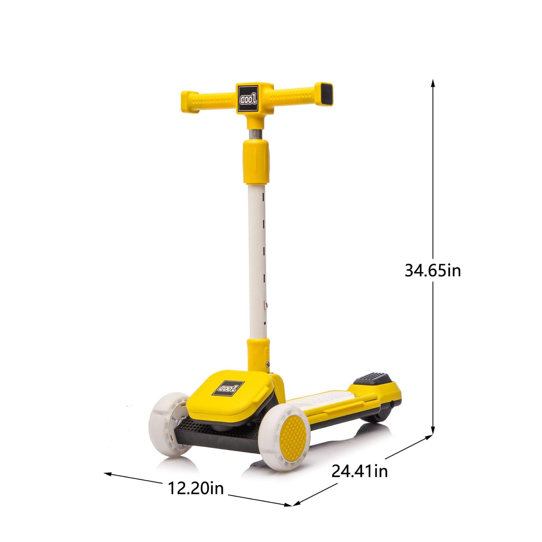 Kids Ride On 3-Wheel Scooter W/Buildable Blocks - Yellow with dimensions