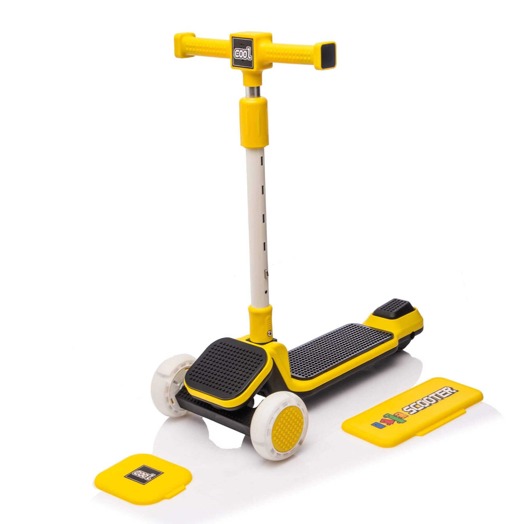 Kids Ride On 3-Wheel Scooter W/Buildable Blocks - Yellow