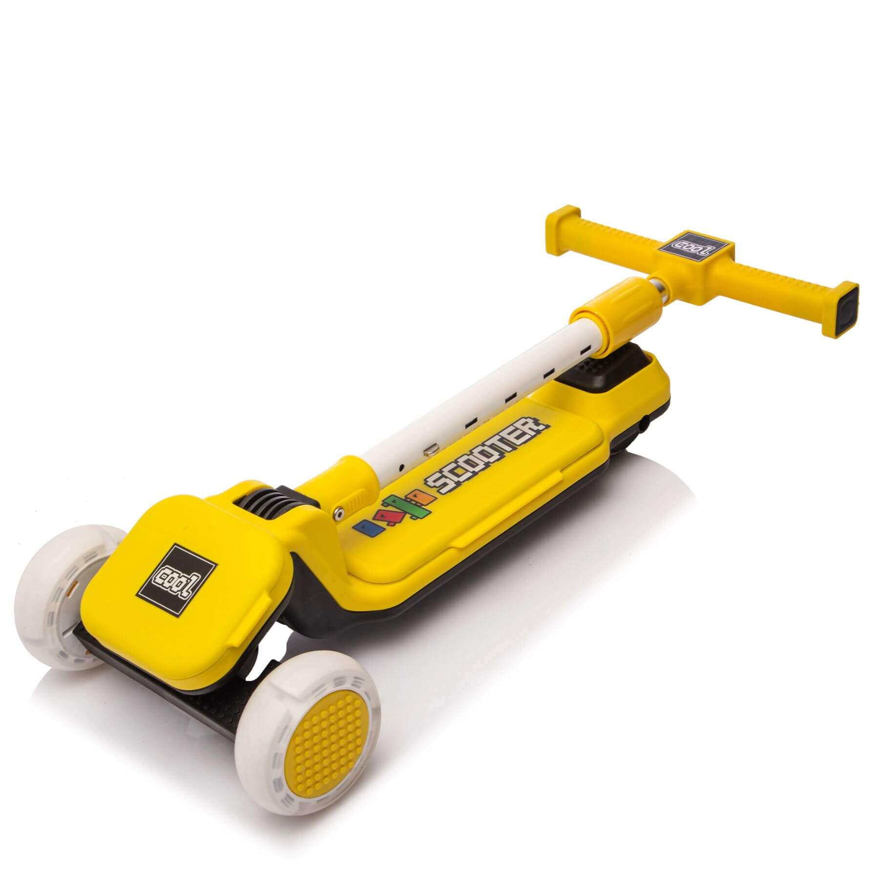 Folded Kids Ride On 3-Wheel Scooter W/Buildable Blocks - Yellow