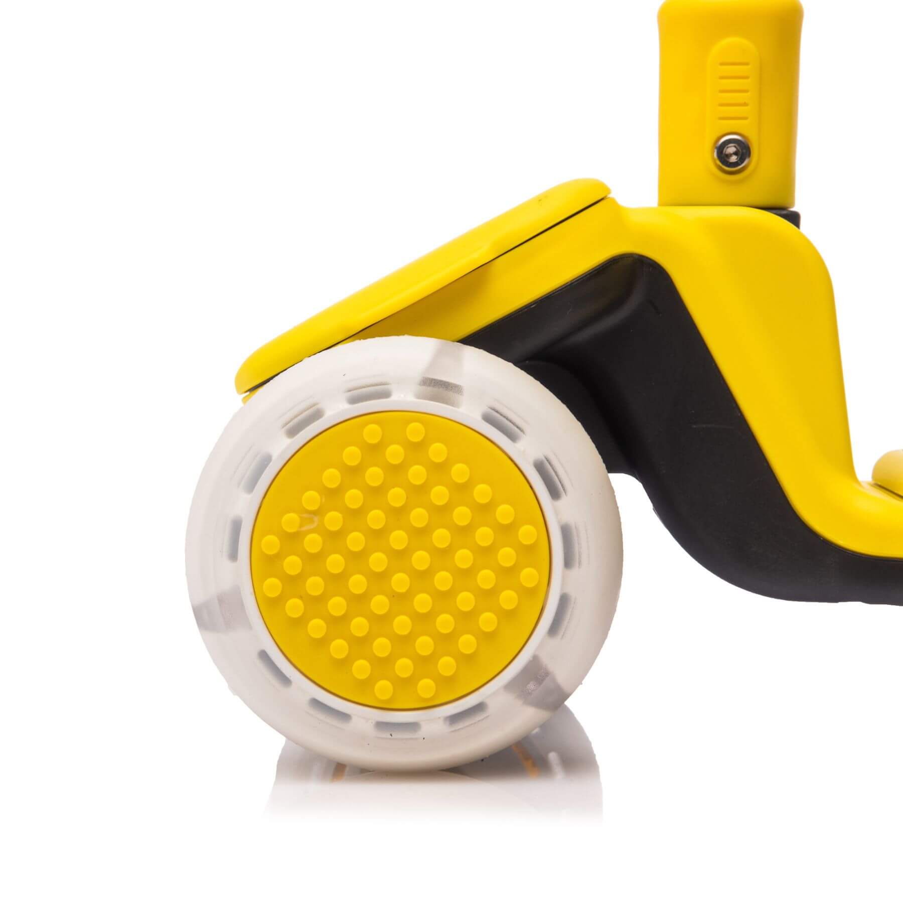 Close-up of Kids Ride On 3-Wheel Scooter W/Buildable Blocks - Yellow
