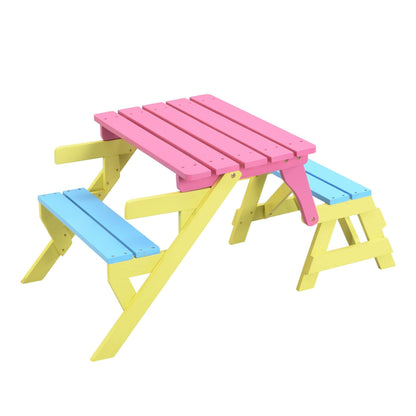Civil HN Multifunctional Kid's Armchair, Table + 2 Benches (All-in-one) - Blue + Pink