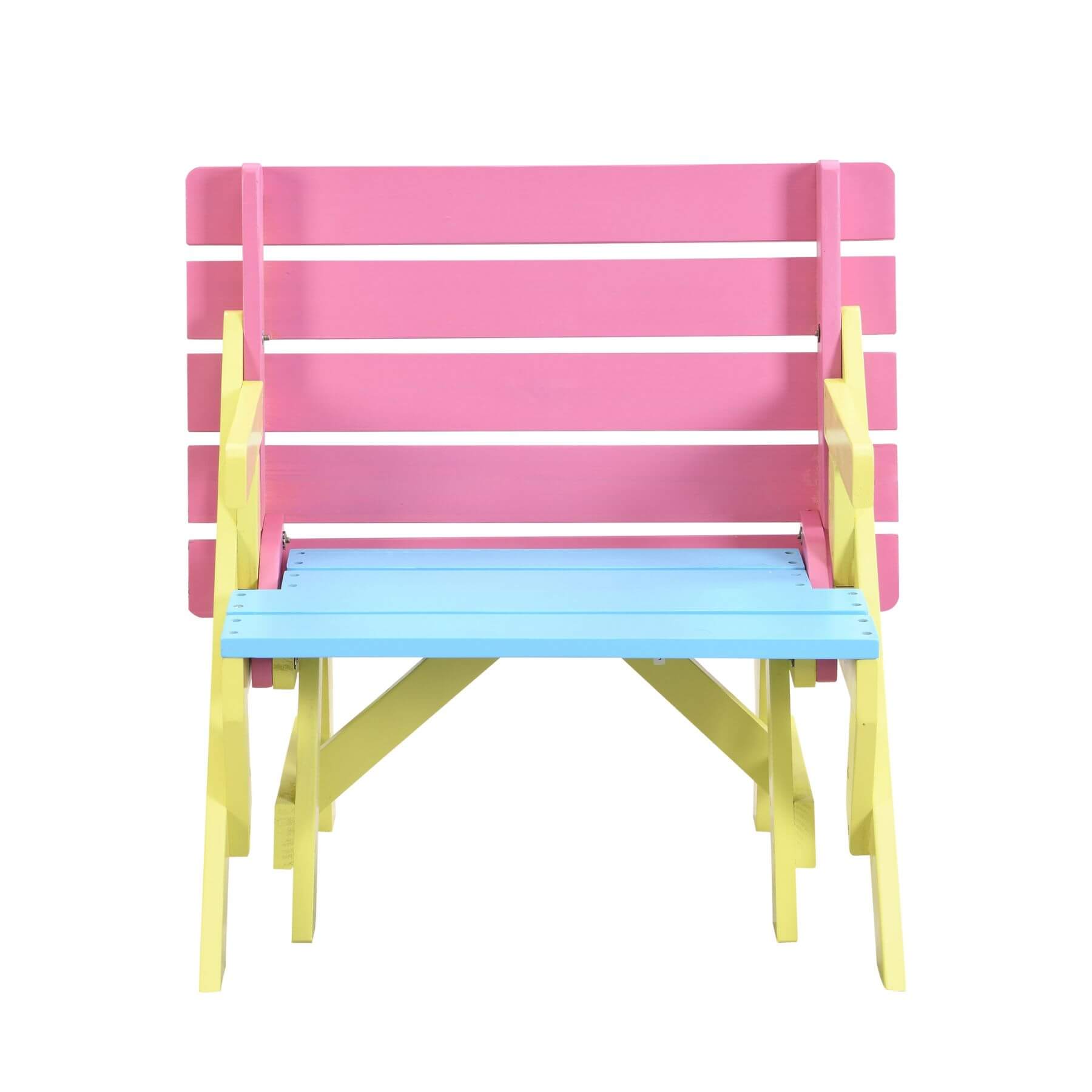 Civil HN Multifunctional Kid's Armchair, Table + 2 Benches (All-in-one) - Blue + Pink