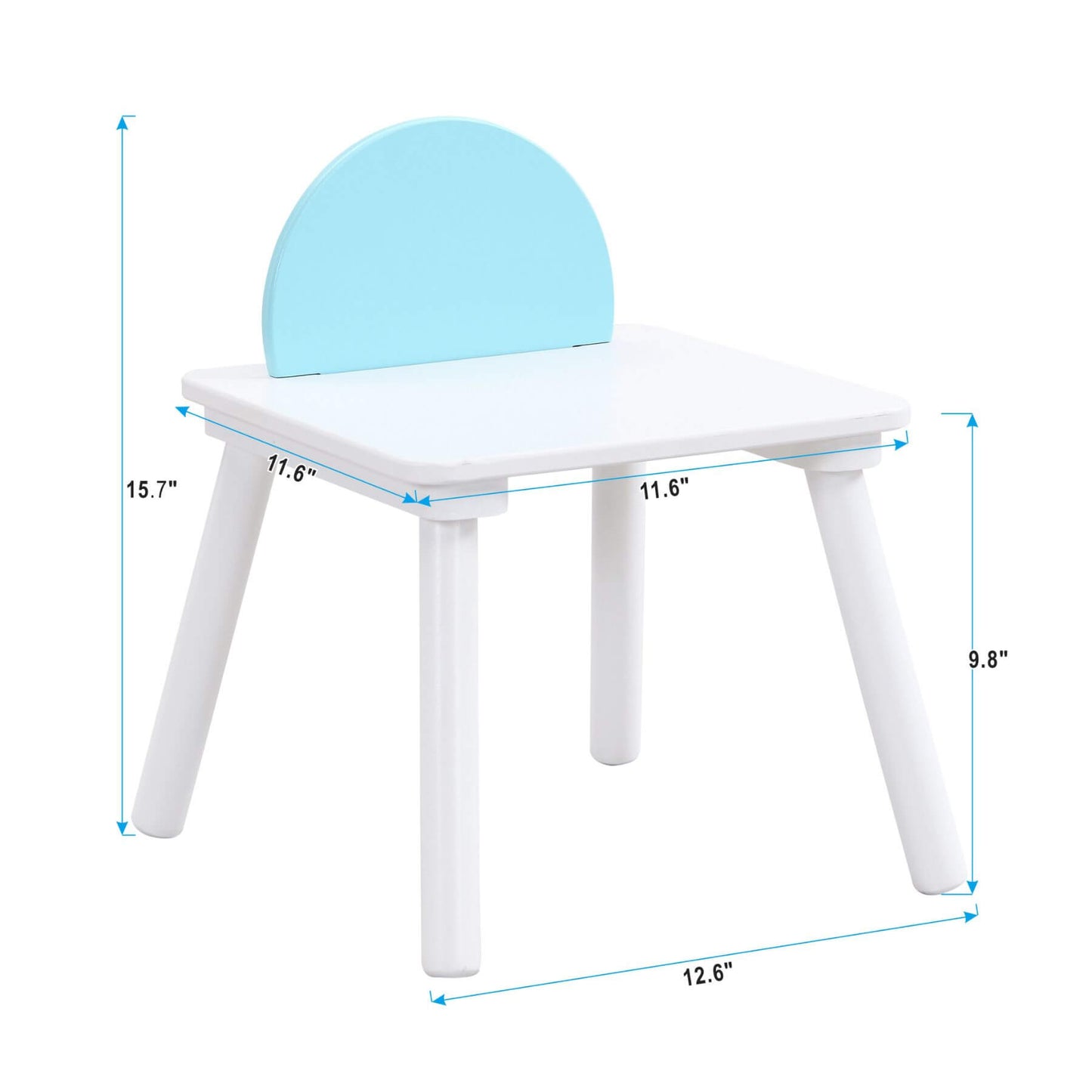 Civil HN Children's White Panel Table with measurements on a white background