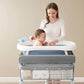 Mom Changing Diaper for Baby on KUB Foldable Changing Table Grey