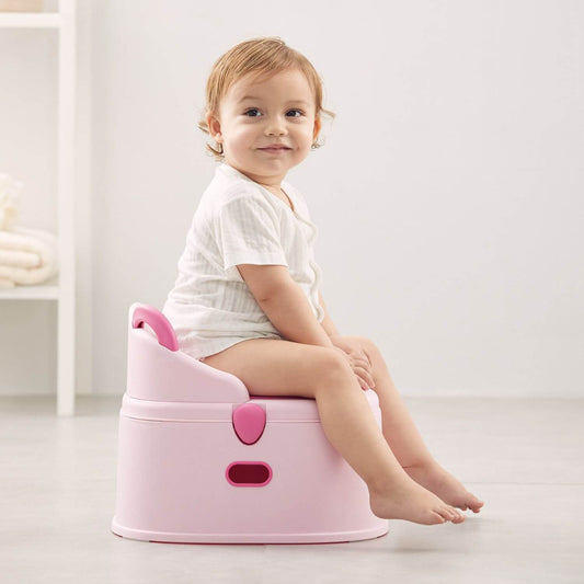 Baby Sitting on KUB Potty Training Toilet Pink