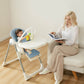 Baby Sitting on KUB Smart Baby Chair Blue, Playing Mobile Toy