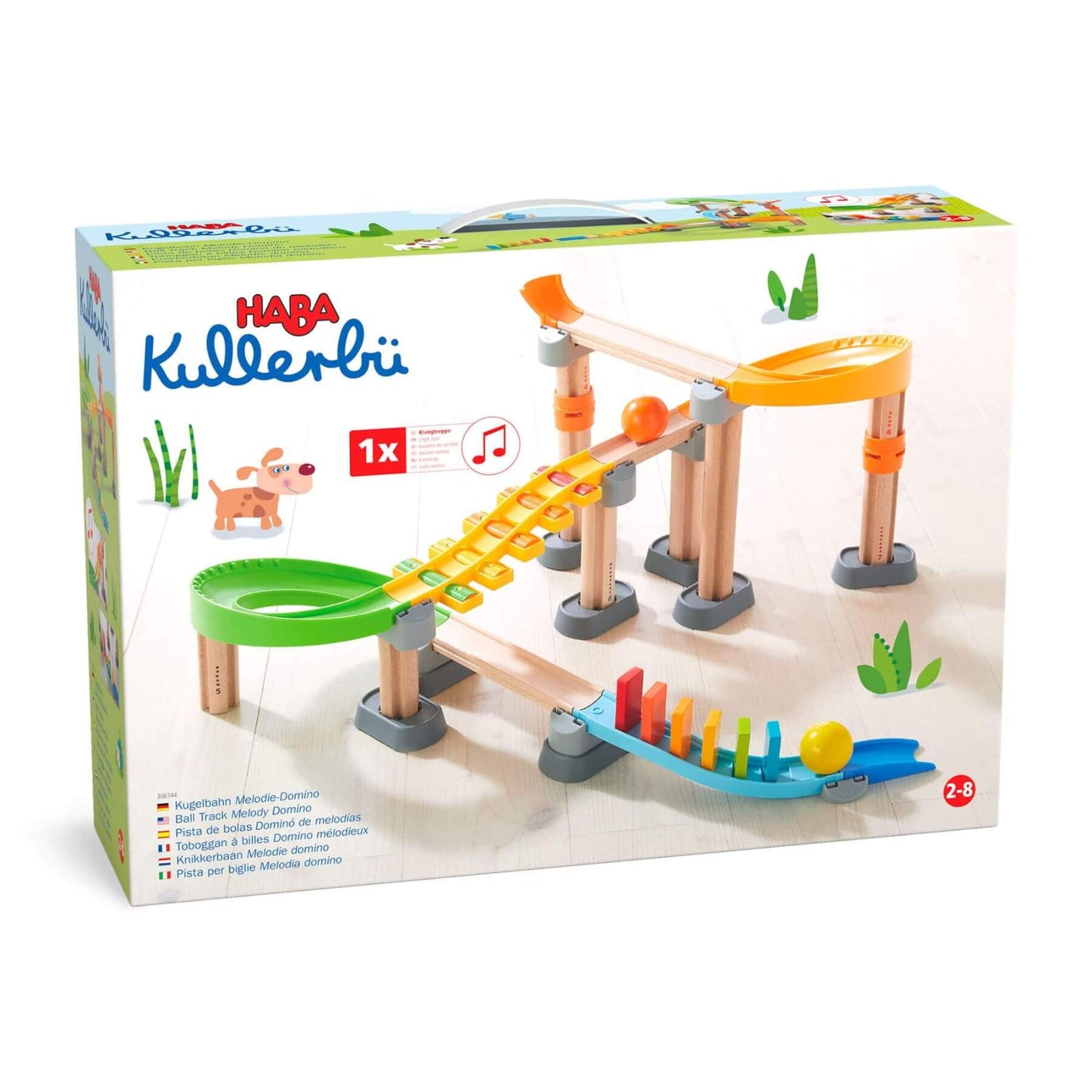 Haba Kullerbü toy set packaging with colorful track and ball on