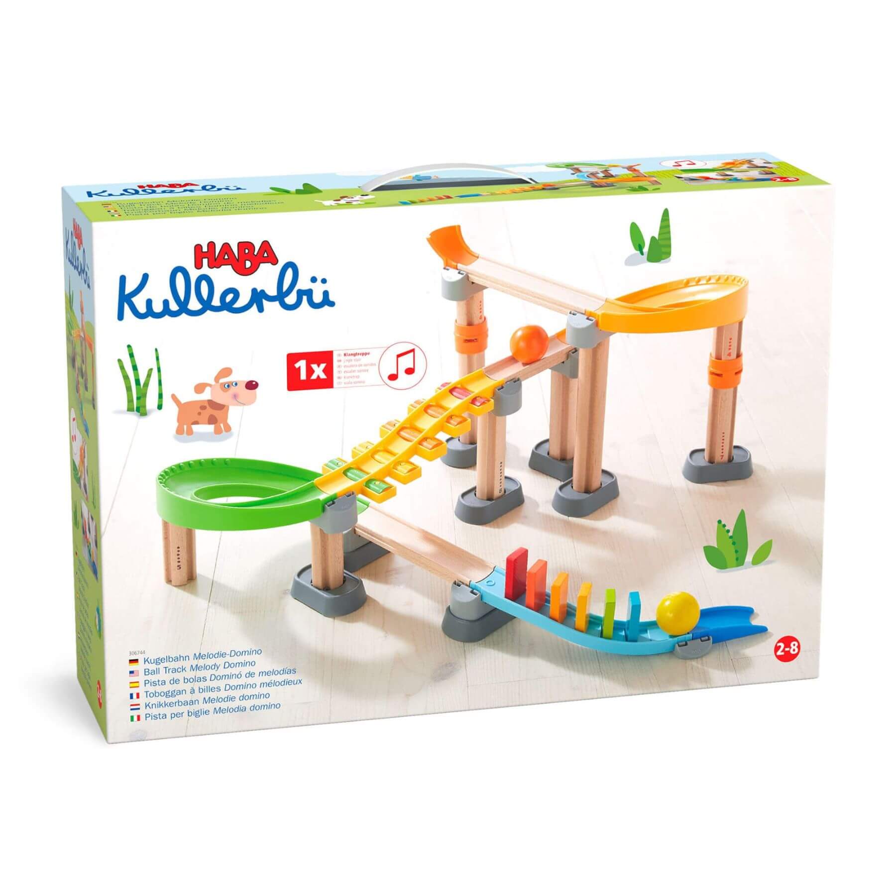 Haba Kullerbü toy set packaging with colorful track and ball on