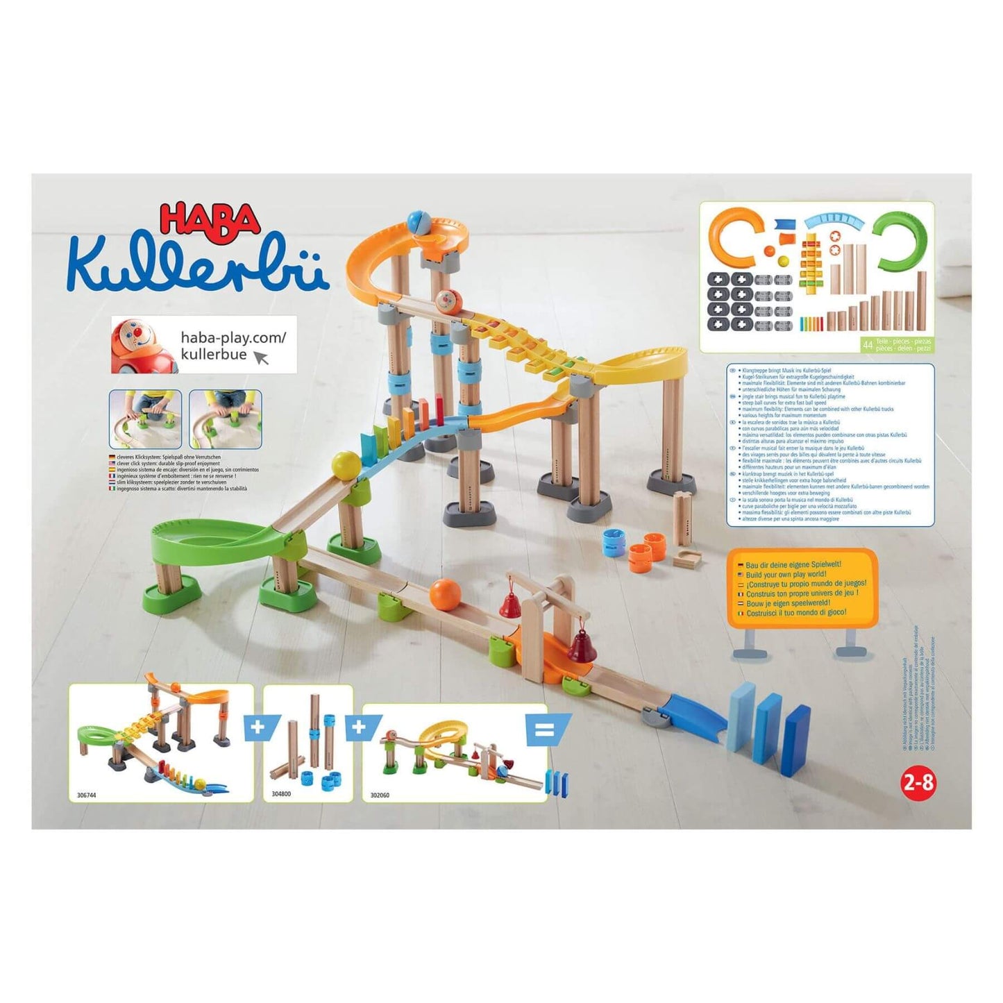 HABA Kullerbu toy marble run set on a white background