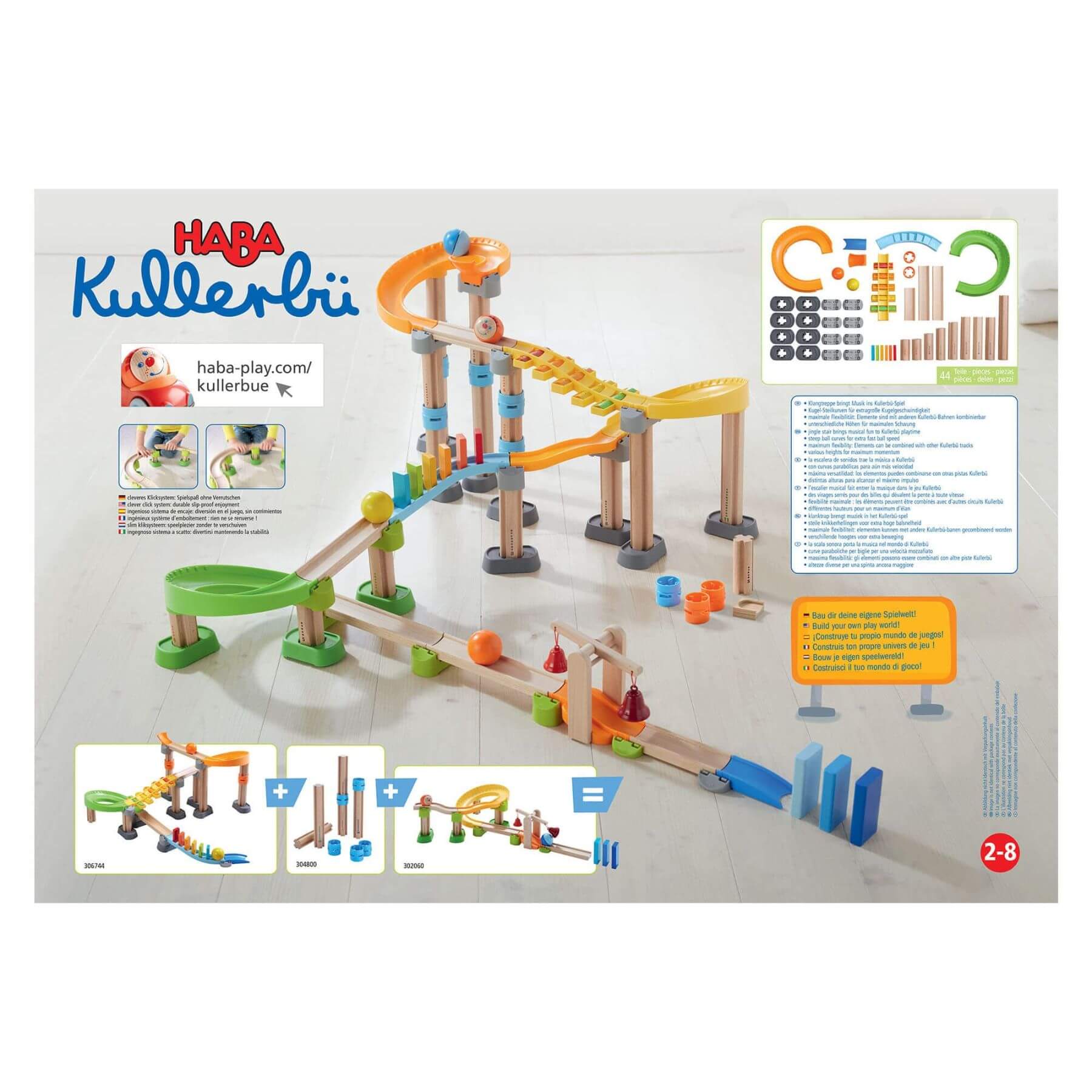 HABA Kullerbu toy marble run set on a white background
