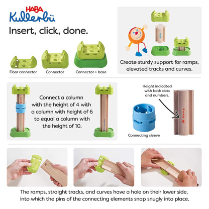 HABA Kullerbu toy set with instructions on assembly and usage.