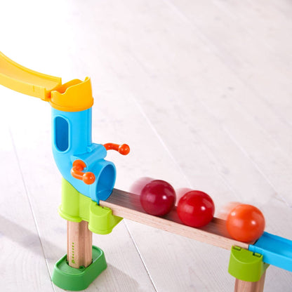 Close-up of HABA USA Kullerbu Traffic Jam Ball Track Set