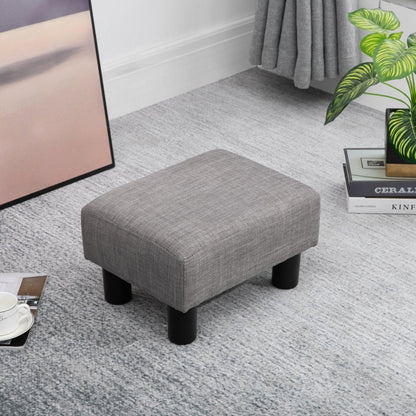 HOMCOM 16" Cube Linen Fabric Pouf Ottoman - Gray | Modern Footrest