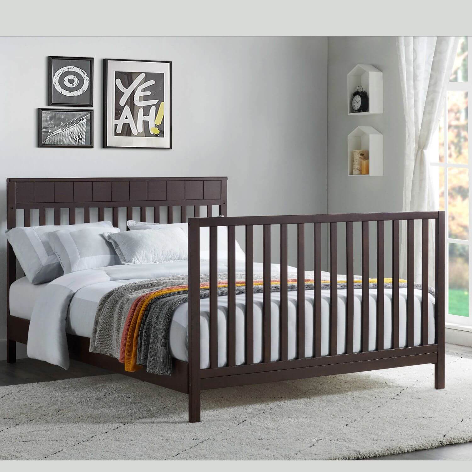 Oxford Baby Logan 4-in-1 Convertible Crib | Espresso