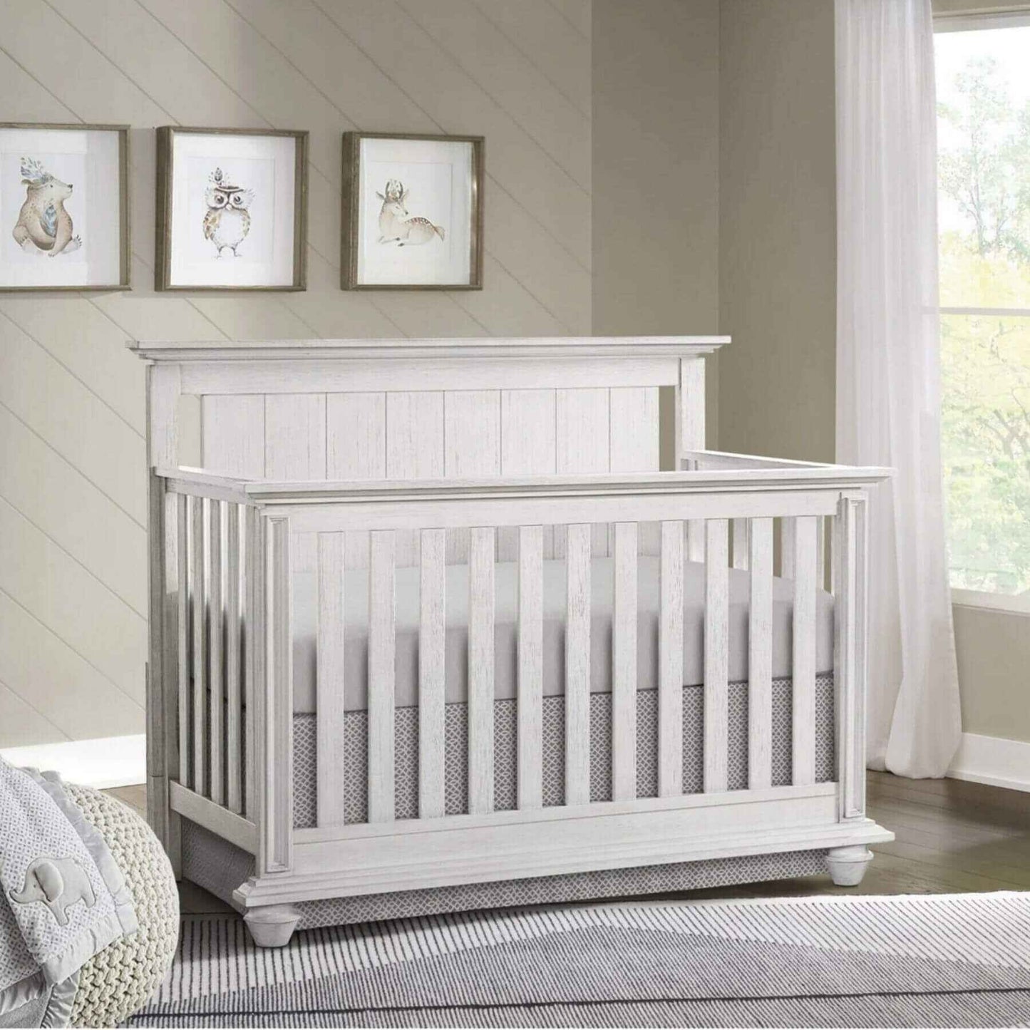 Langston 4 In 1 Convertible Crib Weathered White