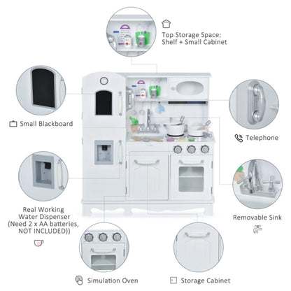 Details of Qaba Large Kids Kitchen Playset White