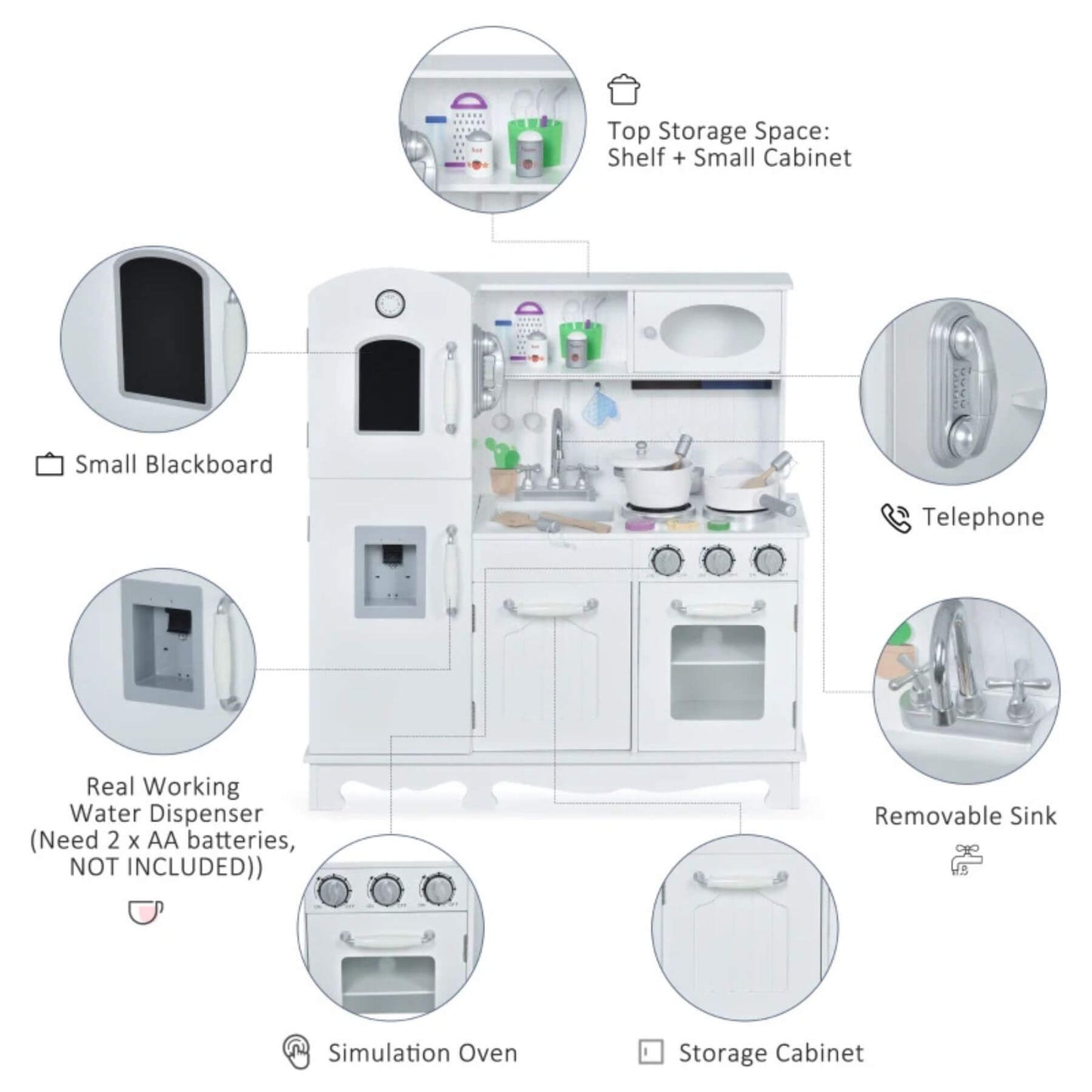 Details of Qaba Large Kids Kitchen Playset White