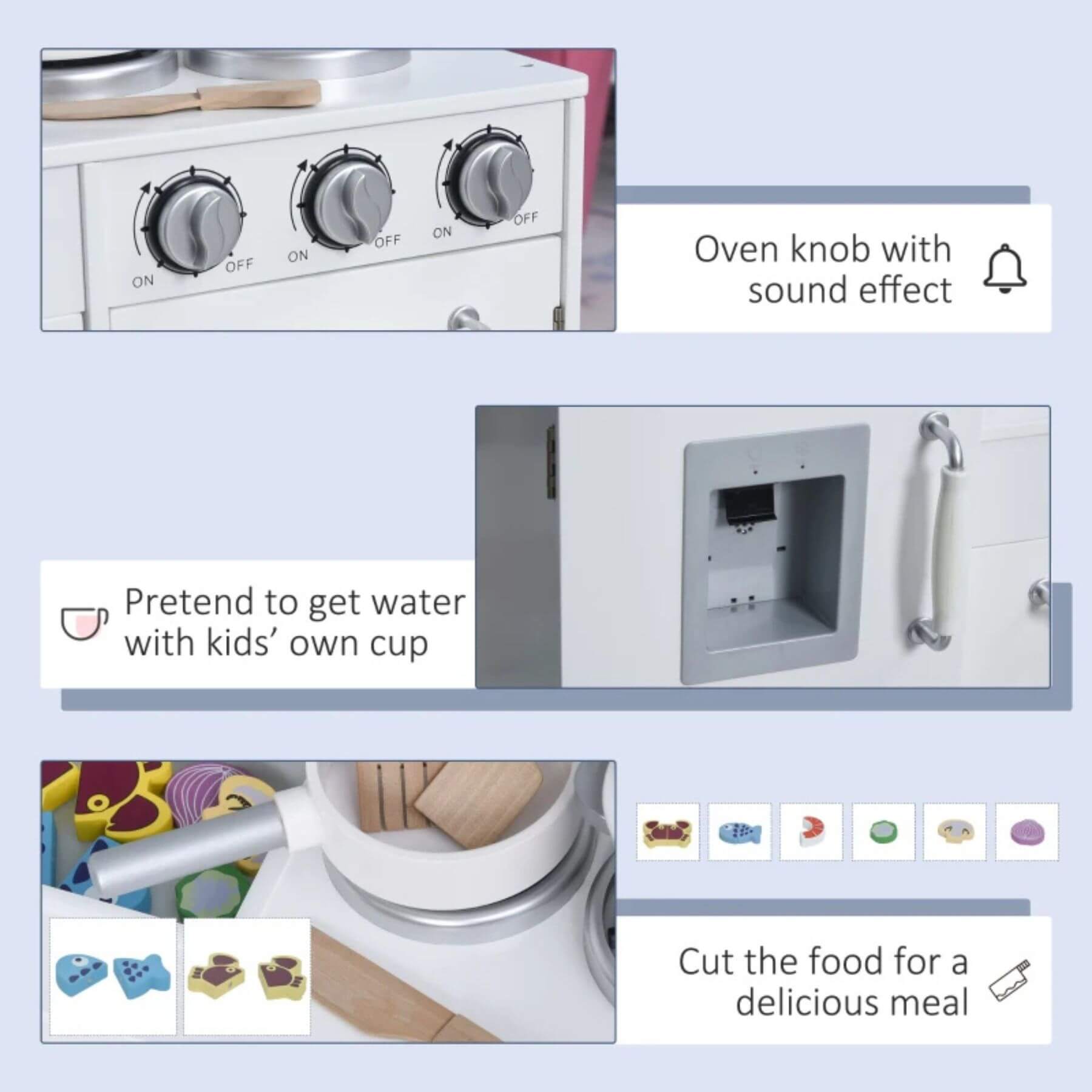 Detail of Qaba Large Kids Kitchen Playset White