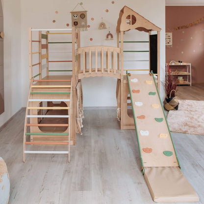 Wood and Hearts Large Playground Climber - Morning Light in a playroom
