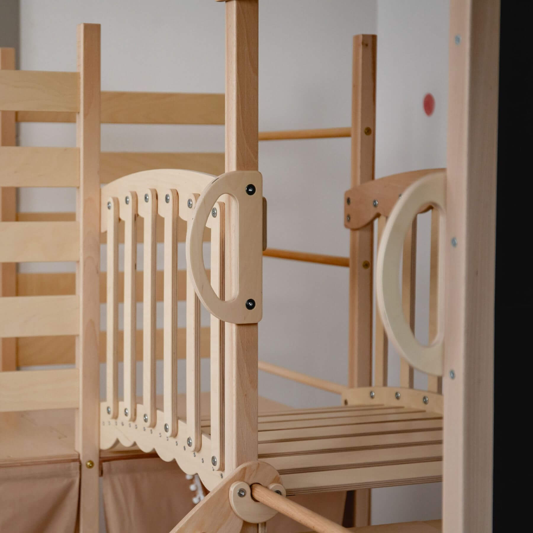 Close-up of Wood and Hearts Large Playground Climber - Natural