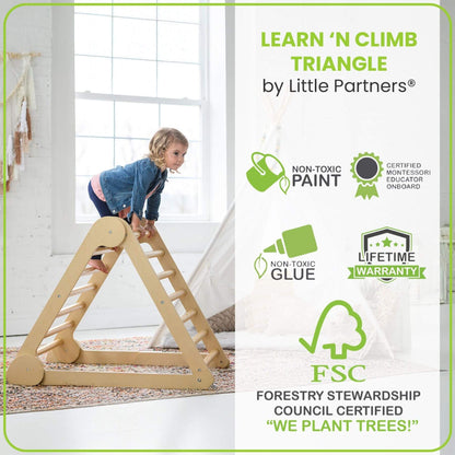 Girl Climbing on Little Partners Learn 'N Climb Triangle Natural