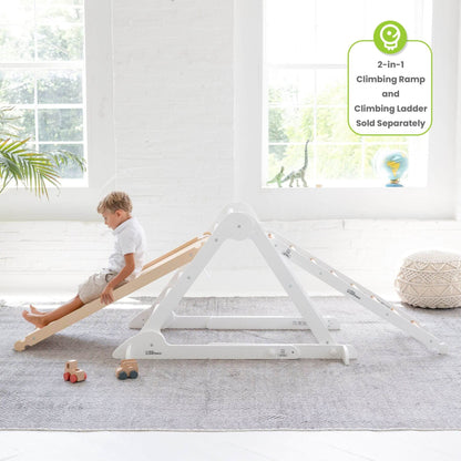 Boy Playing on Little Partners Learn 'N Climb Triangle Natural & White