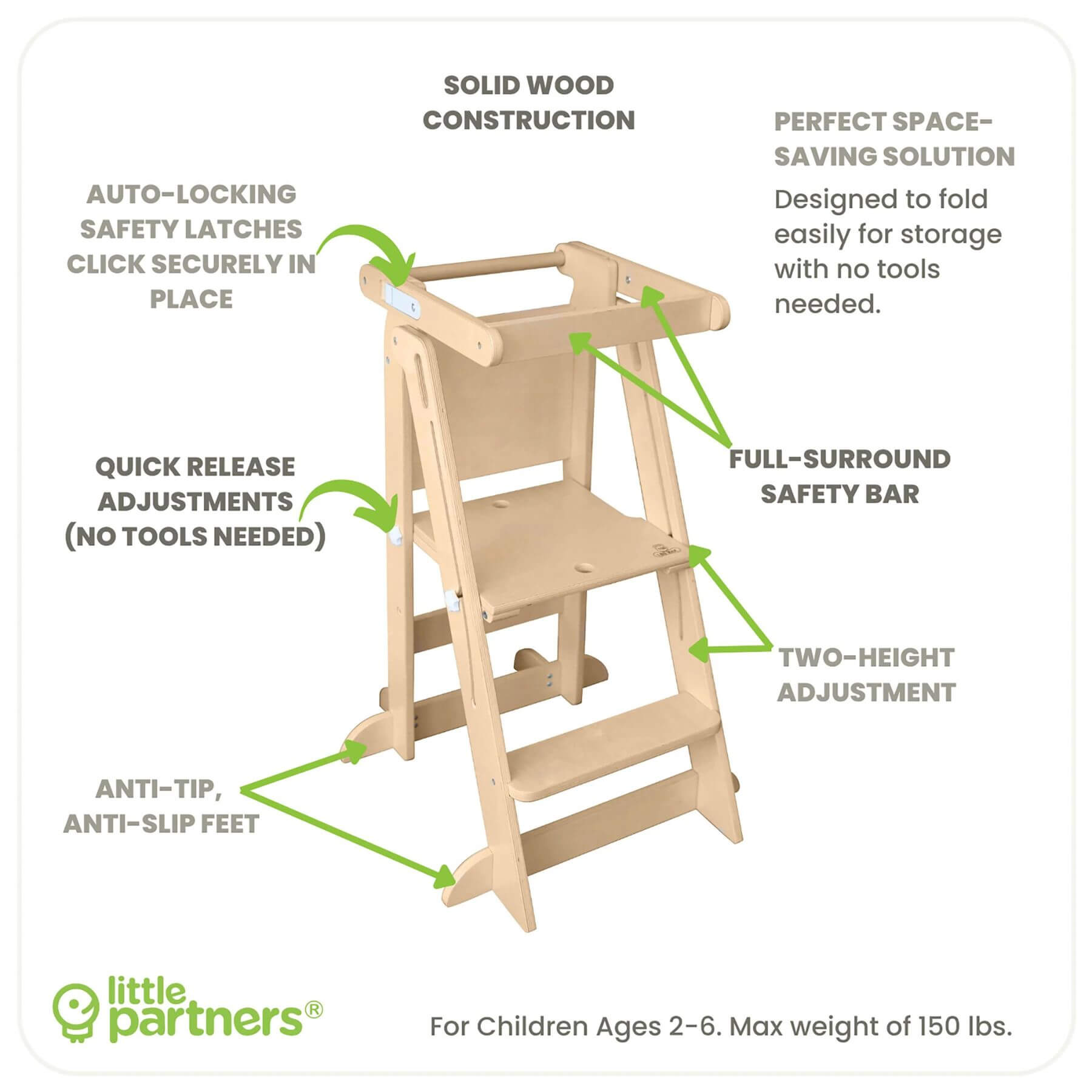 Little Partners Learn 'N Fold Learning Tower Natural