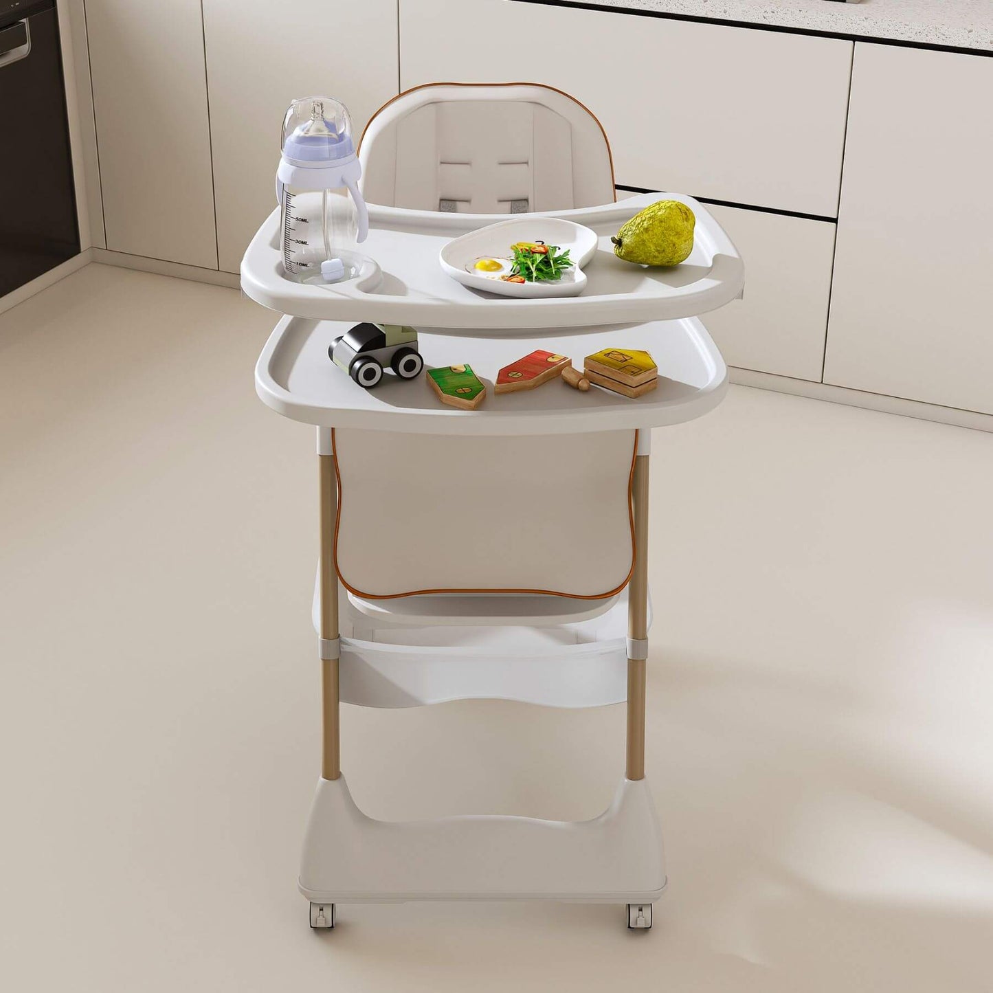 Leavader Adjustable Baby High Chair White in a kitchen setting