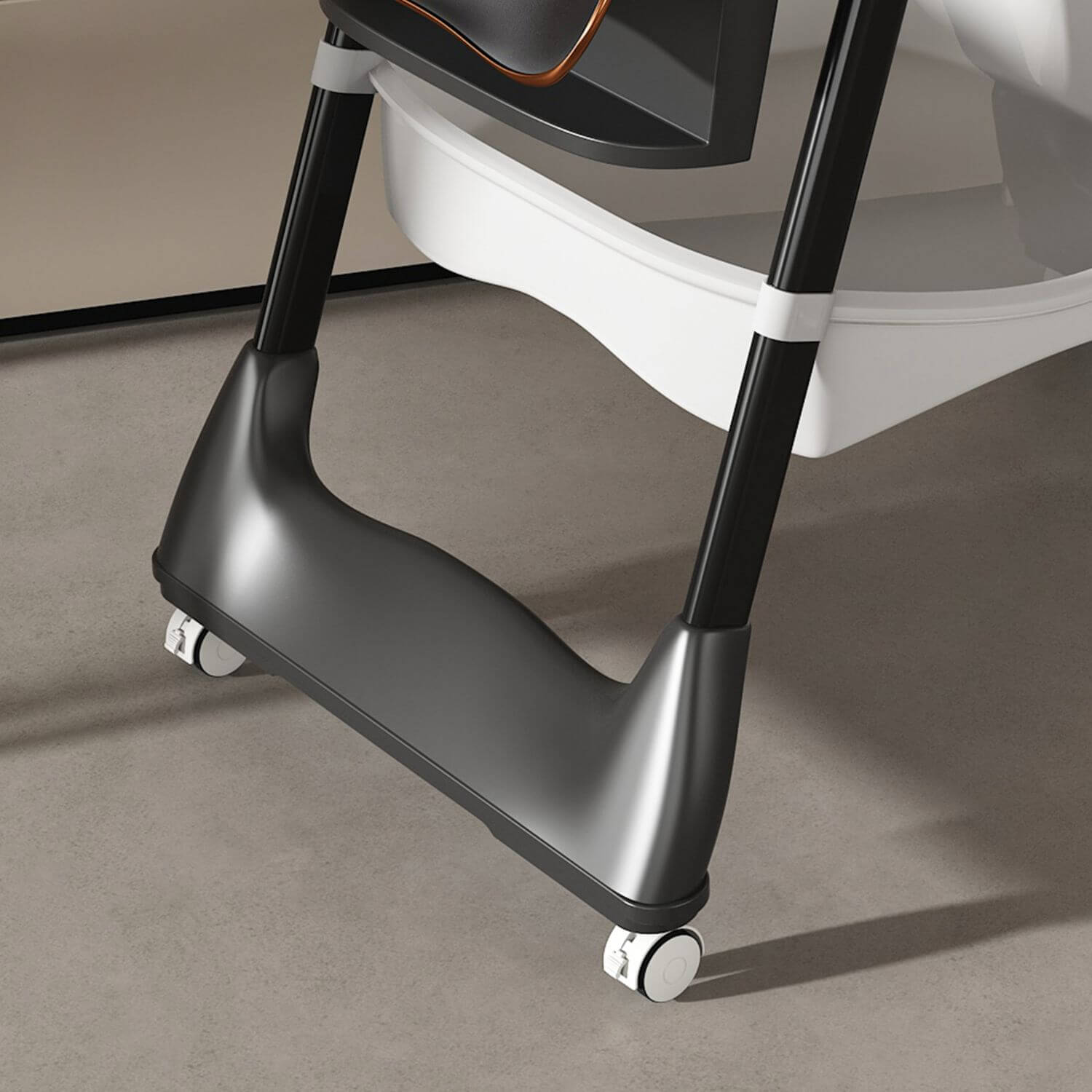 Close-up of Leavader Adjustable Baby High Chair Black on a neutral background