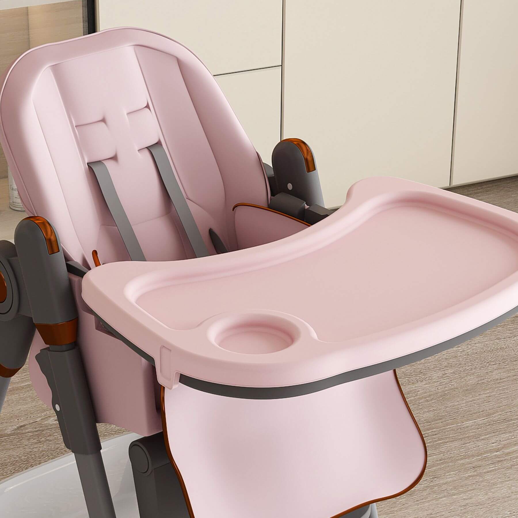 Close-up of Leavader Adjustable Baby High Chair - Pink