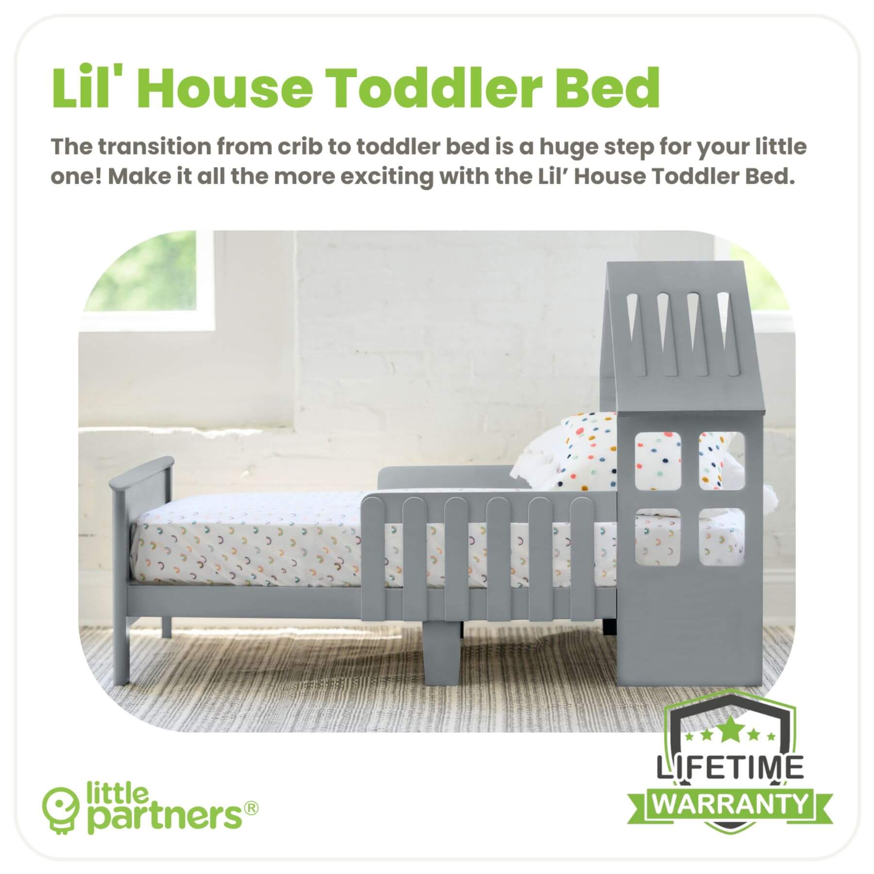 Little Partners Lil' House Toddler Bed Silver Drop