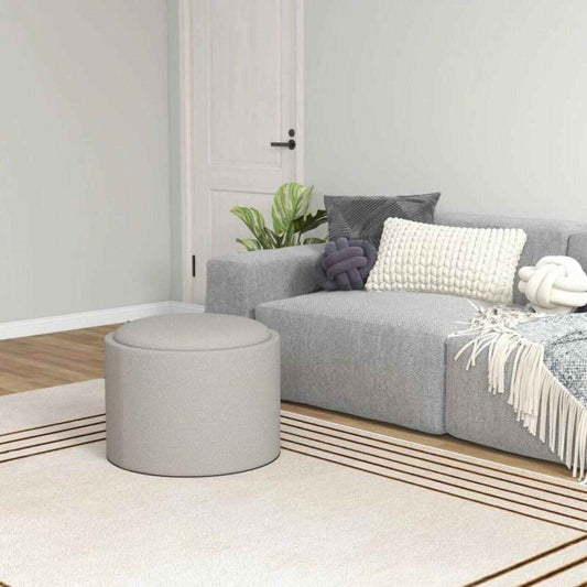 HOMCOM Linen Fabric Upholstered Footstool with Hidden Compartment Light Grey