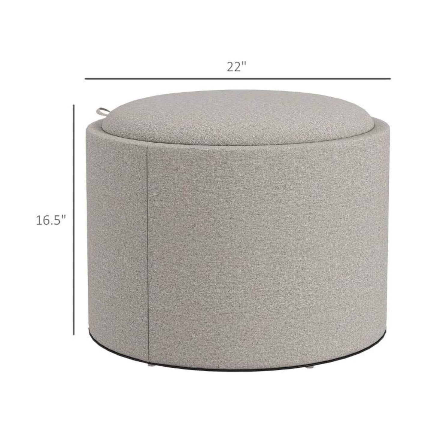 HOMCOM Linen Fabric Upholstered Footstool with Hidden Compartment Light Grey