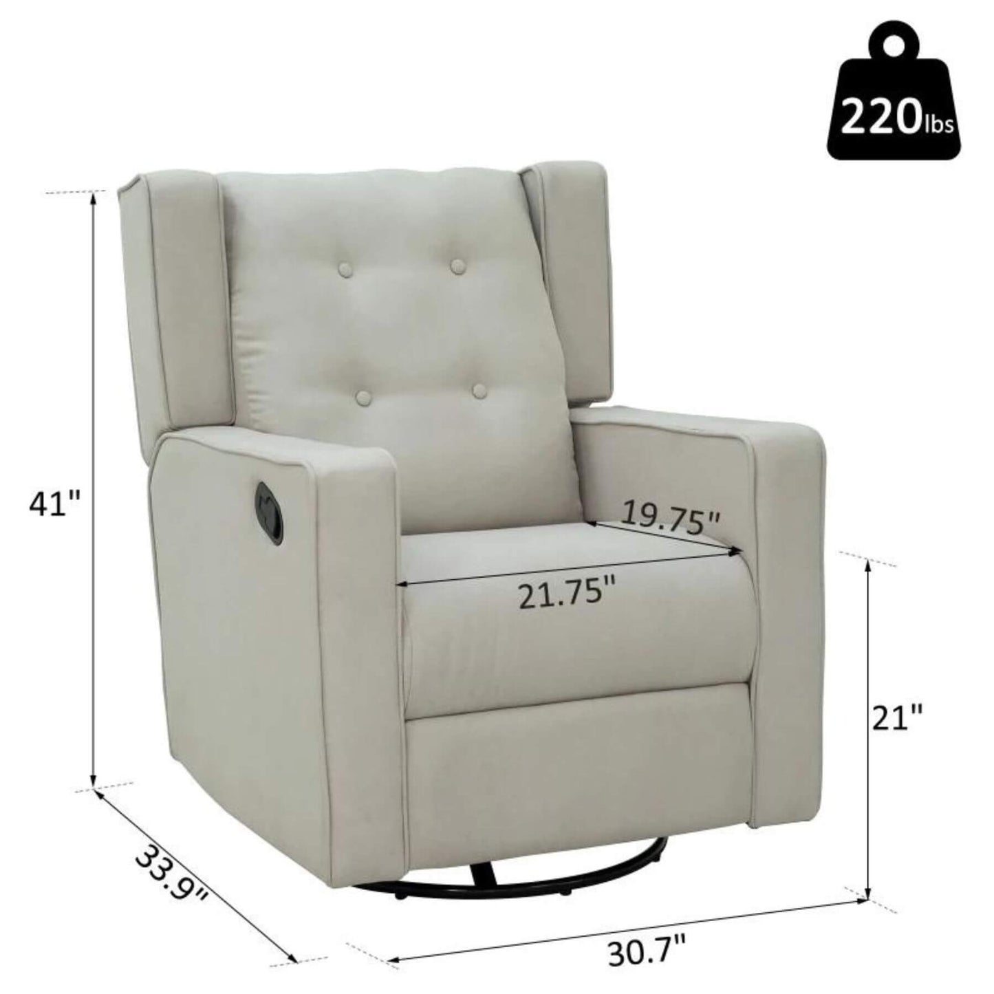 HOMCOM Linen Fabric Swivel Gliding Recliner Sofa Chair Beige