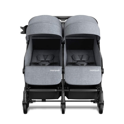Front View of Mompush Lithe Double Stroller Grey