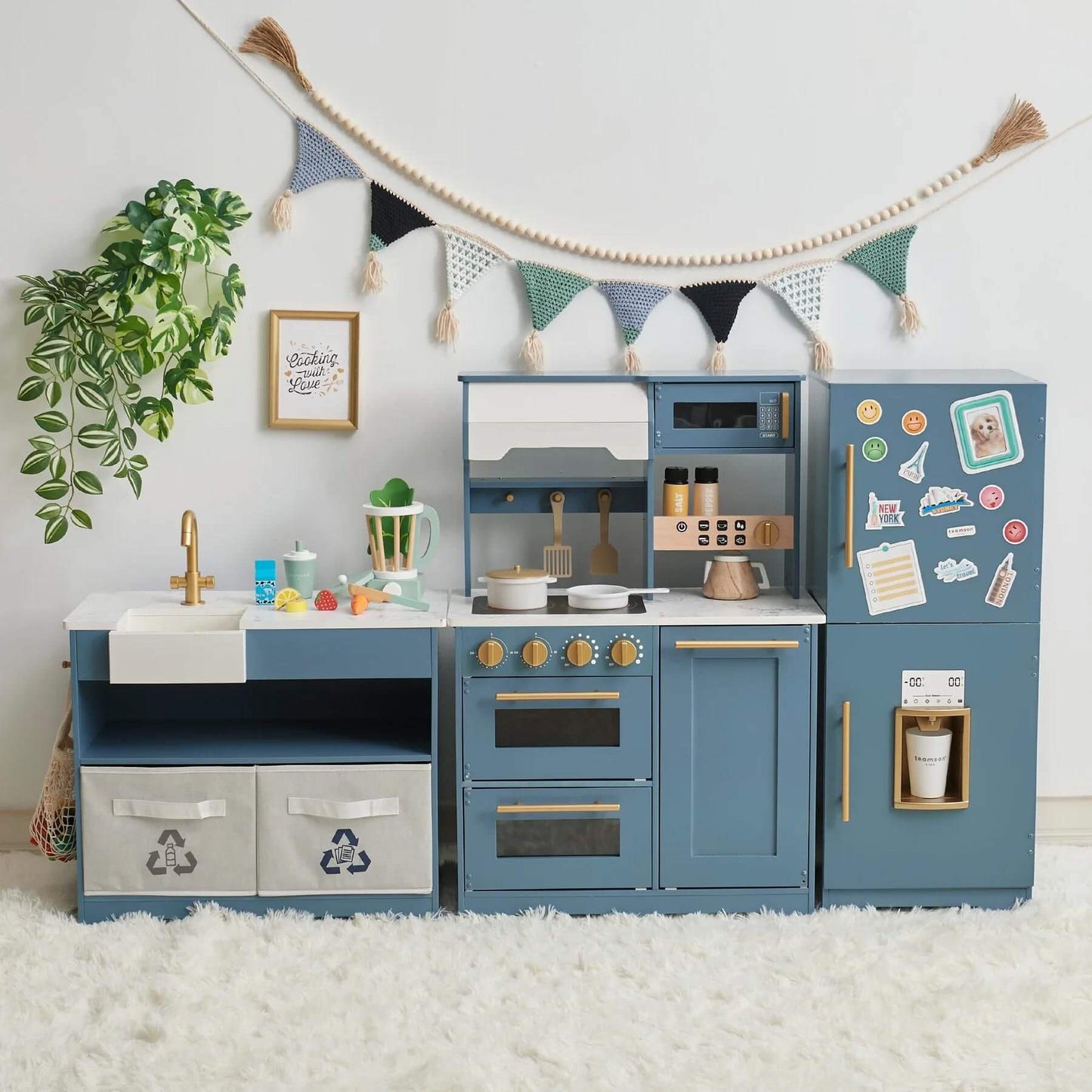Teamson Kids Little Chef Atlanta Large Modular Play Kitchen Blue