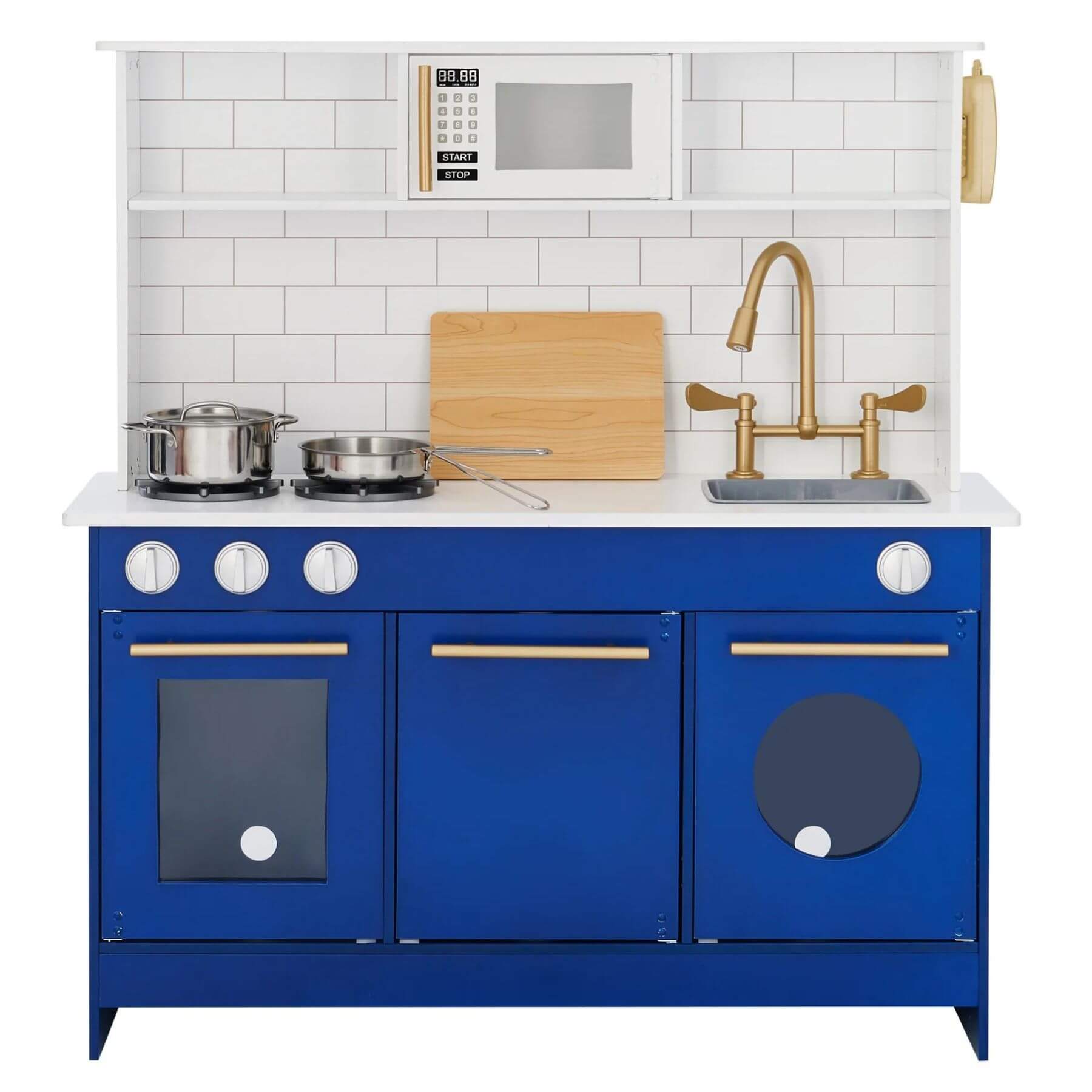 Front View of Teamson Kids Little Chef Berlin Play Kitchen Blue/White