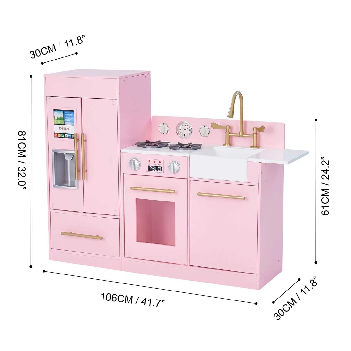 Teamson Kids Little Chef Charlotte Play Kitchen & Refrigerator Set Pink