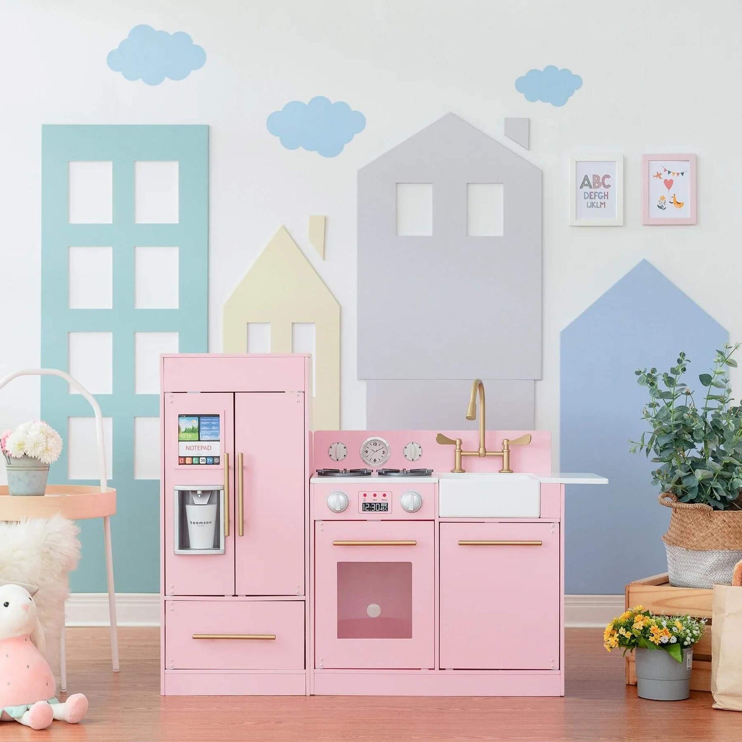 Teamson Kids Little Chef Charlotte Play Kitchen & Refrigerator Set Pink