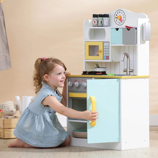 Girl Playing with Teamson Kids Little Chef Florence Play Kitchen with Accessories Multicolor