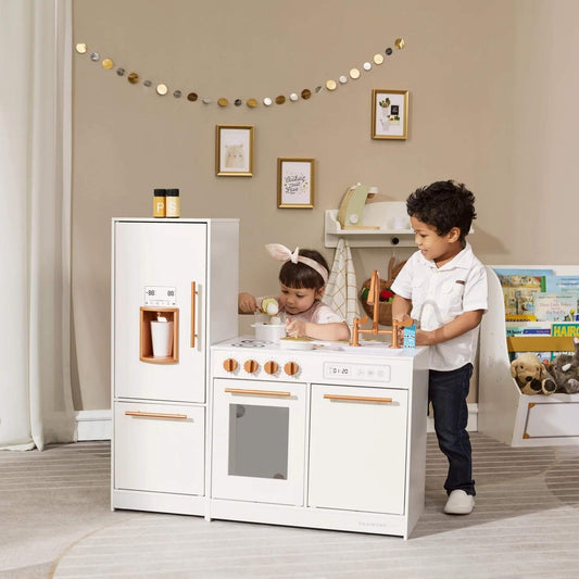 Kids Playing Little Chef Milano Two-Piece Modular Modern Delight Play Kitchen White