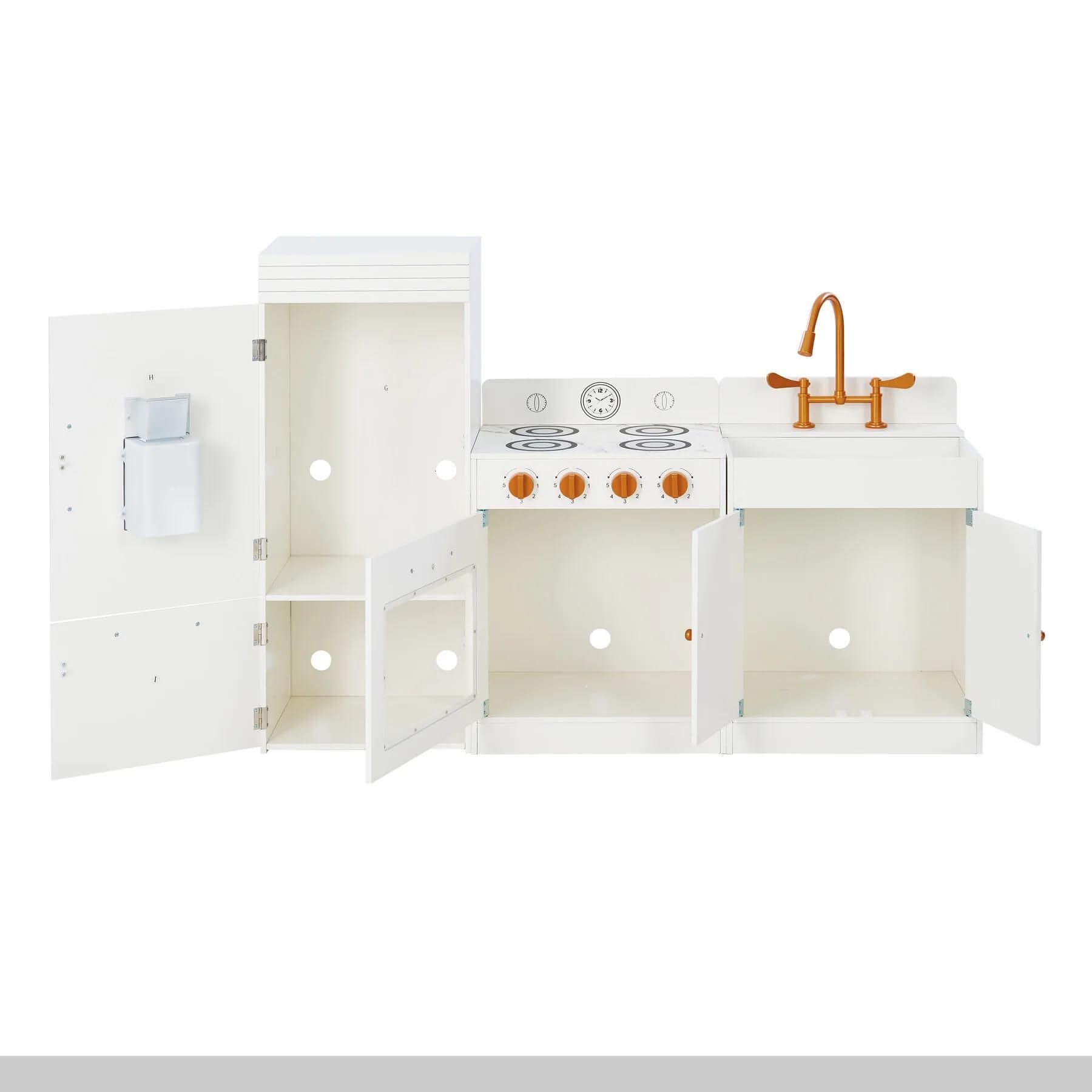Teamson Kids Little Chef Paris Complete Kitchen Playset White/Rose Gold w/ Doors Open