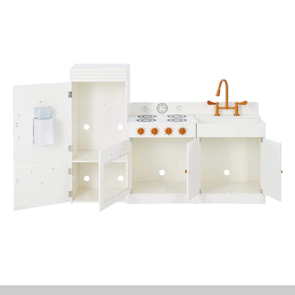Teamson Kids Little Chef Paris Complete Kitchen Playset White/Rose Gold w/ Doors Open