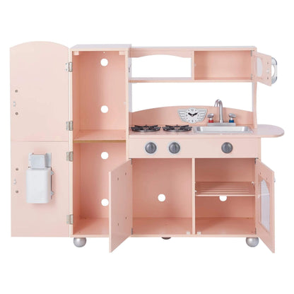 Teamson Kids Little Chef Westchester Retro Kids Kitchen Playset Pink w/ Doors Open